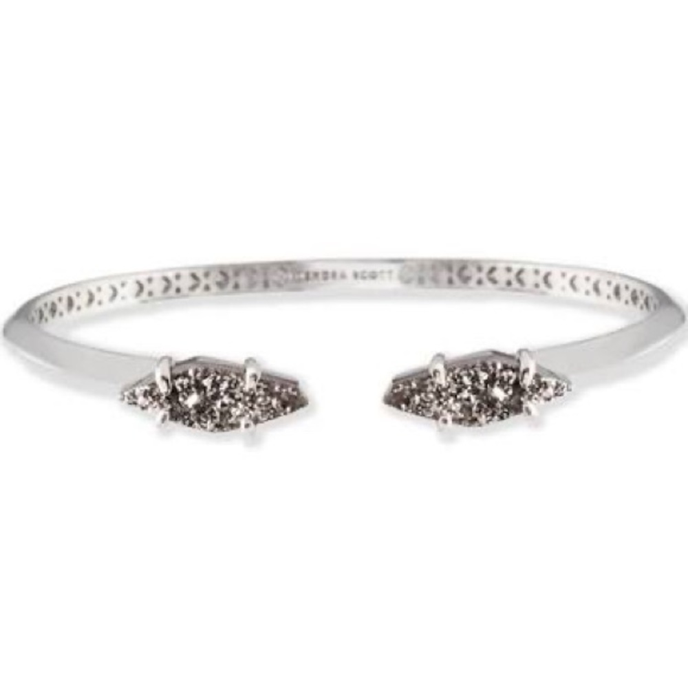 KENDRA SCOTT BIANCA SILVER PLATINUM DRUSY PINCH CUFF BRACELET